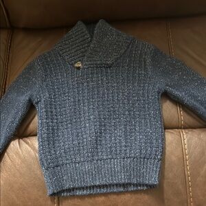 Men's Blue Sweater with Shawl Collar